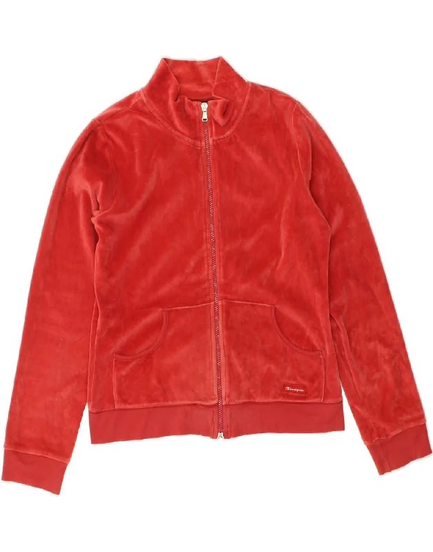 CHAMPION Womens Tracksuit Top Jacket UK 14 Large Red Cotton Belted Jacket Elasticated Jacket Padded Jacket CHAMPION Womens Tracksuit Top Jacket UK 14 Large Red Cotton Belted Jacket Elasticated Jacket Padded Jacket