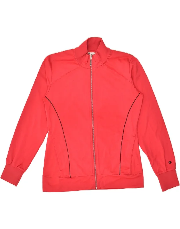 CHAMPION Womens Tracksuit Top Jacket UK 14 Large Red Polyester Front Pockets Side Pockets Patch Pockets CHAMPION Womens Tracksuit Top Jacket UK 14 Large Red Polyester Front Pockets Side Pockets Patch Pockets