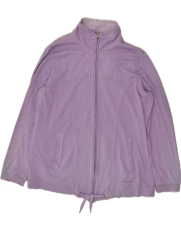 CHAMPION Womens Tracksuit Top Jacket UK 16 Large Purple Front Pockets Side Pockets Patch Pockets CHAMPION Womens Tracksuit Top Jacket UK 16 Large Purple Front Pockets Side Pockets Patch Pockets