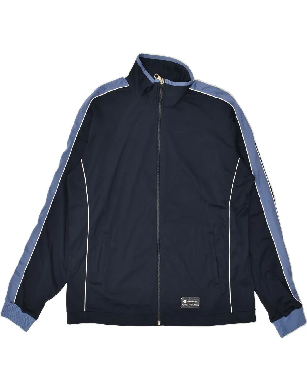 CHAMPION Womens Tracksuit Top Jacket UK 18 XL Navy Blue Polyester Plaid Jacket Tartan Jacket Houndstooth Jacket CHAMPION Womens Tracksuit Top Jacket UK 18 XL Navy Blue Polyester Plaid Jacket Tartan Jacket Houndstooth Jacket