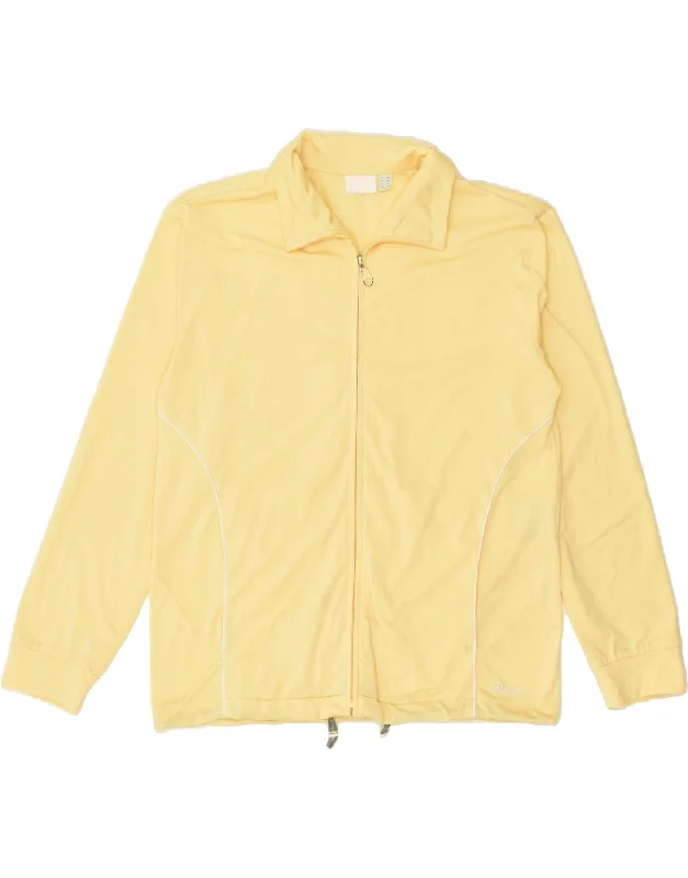 DIADORA Womens Tracksuit Top Jacket UK 12 Medium Yellow Polyester Wool Fabric Cashmere Fabric Tweed Fabric DIADORA Womens Tracksuit Top Jacket UK 12 Medium Yellow Polyester Wool Fabric Cashmere Fabric Tweed Fabric
