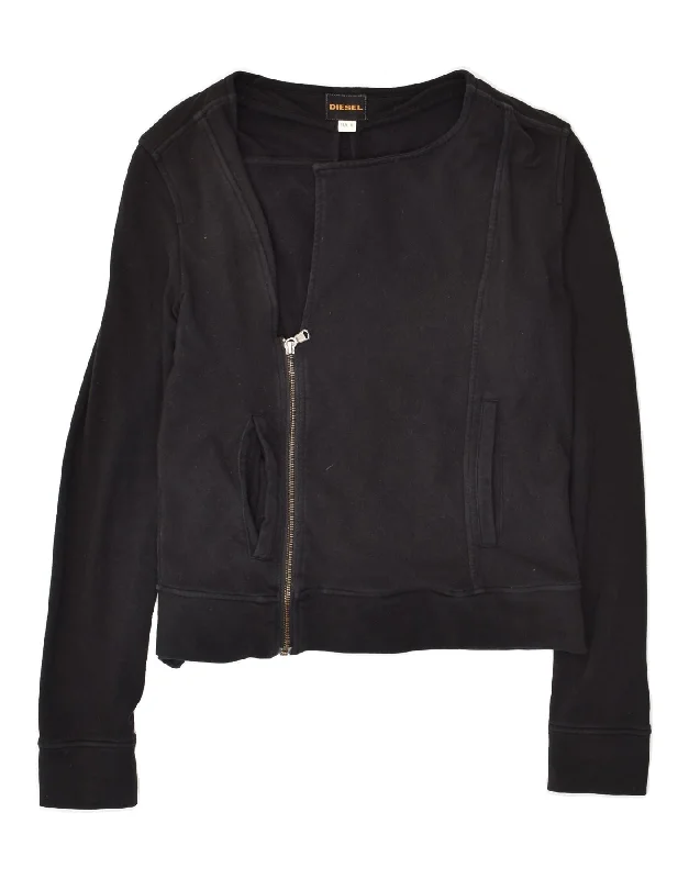 DIESEL Womens Tracksuit Top Jacket UK 14 Medium Black Welt Pockets Slit Pockets Flap Pockets DIESEL Womens Tracksuit Top Jacket UK 14 Medium Black Welt Pockets Slit Pockets Flap Pockets