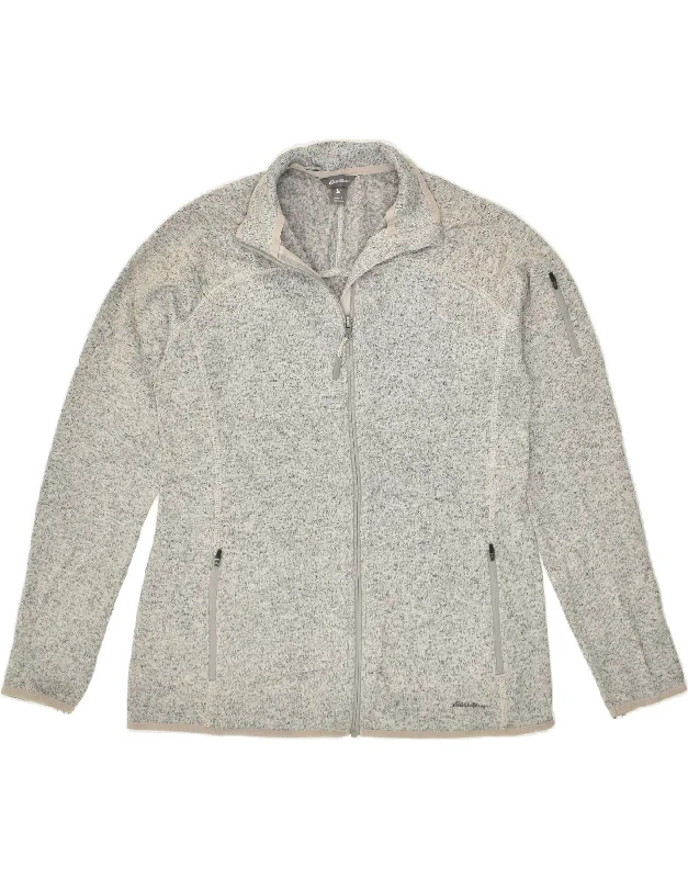 EDDIE BAUER Womens Tracksuit Top Jacket UK 16 Large Grey Flecked Polyester Knit Jacket Woven Jacket Fleece Jacket EDDIE BAUER Womens Tracksuit Top Jacket UK 16 Large Grey Flecked Polyester Knit Jacket Woven Jacket Fleece Jacket