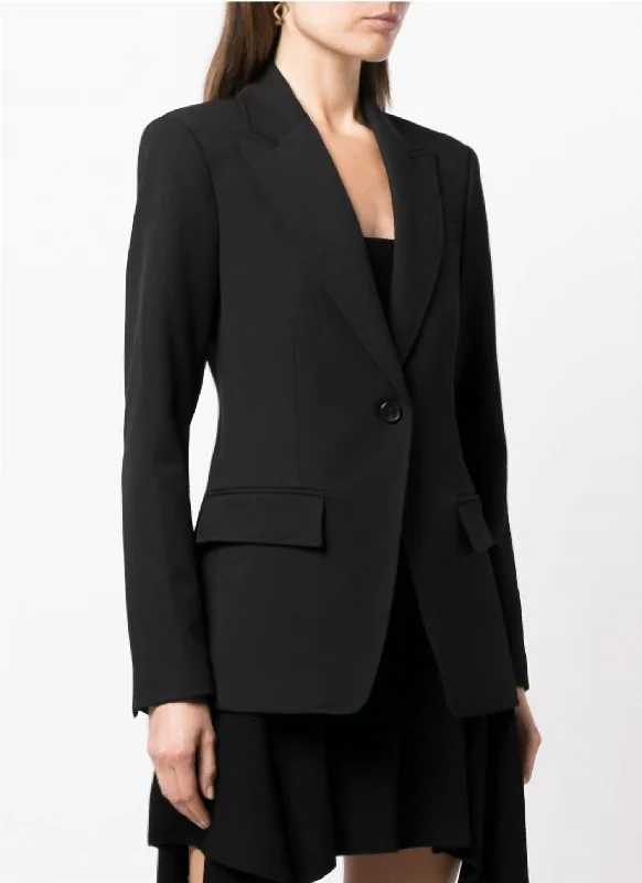 Edie Single-Breasted Jacket Blazer In Black Wool Jacket Cashmere Jacket Tweed Jacket Edie Single-Breasted Jacket Blazer In Black Wool Jacket Cashmere Jacket Tweed Jacket