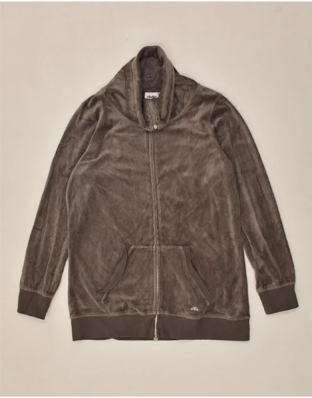 ELLESSE Womens Velour Tracksuit Top Jacket UK 14 Medium Grey Cotton Fleece Jacket Down Jacket Feather Jacket ELLESSE Womens Velour Tracksuit Top Jacket UK 14 Medium Grey Cotton Fleece Jacket Down Jacket Feather Jacket