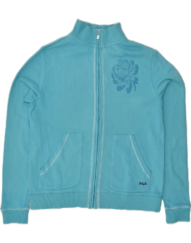 FILA Womens Graphic Tracksuit Top Jacket UK 16 Large Blue Cotton Boat Neck Shawl Collar Notched Collar FILA Womens Graphic Tracksuit Top Jacket UK 16 Large Blue Cotton Boat Neck Shawl Collar Notched Collar