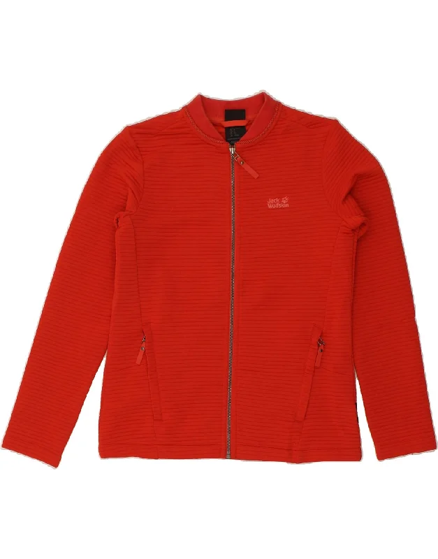 JACK WOLFSKIN Womens Tracksuit Top Jacket UK 12 Medium Red Ribbed Jacket Pleated Jacket Ruffled Jacket JACK WOLFSKIN Womens Tracksuit Top Jacket UK 12 Medium Red Ribbed Jacket Pleated Jacket Ruffled Jacket