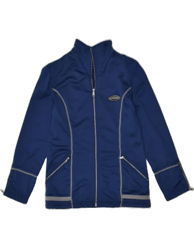 LOTTO Womens Graphic Tracksuit Top Jacket UK 10 Small Navy Blue Hooded Jacket Caped Jacket Shawl Collar Jacket LOTTO Womens Graphic Tracksuit Top Jacket UK 10 Small Navy Blue Hooded Jacket Caped Jacket Shawl Collar Jacket
