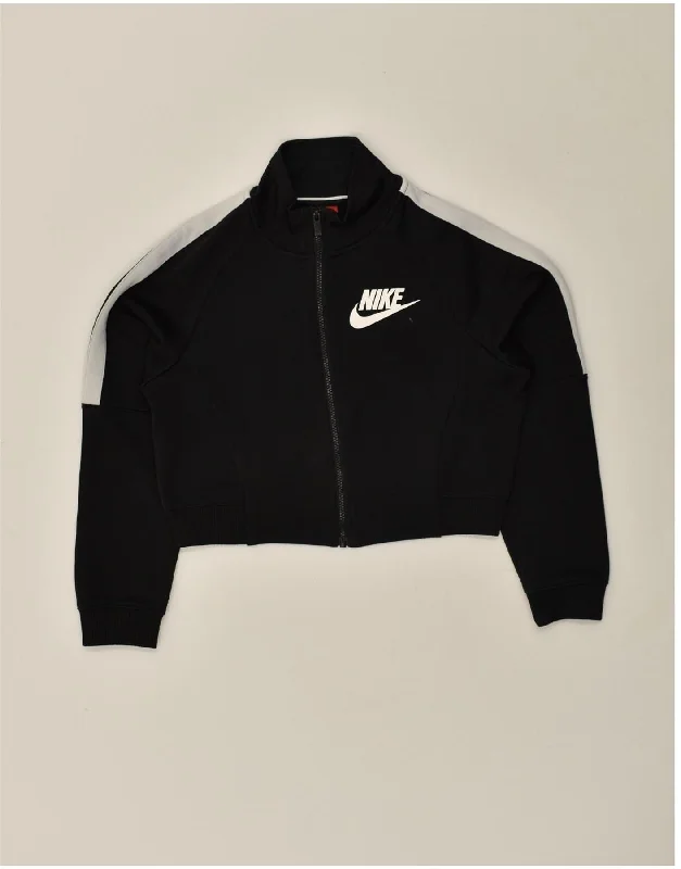 NIKE Womens Crop Tracksuit Top Jacket UK 10 Small Black Wool Fabric Cashmere Fabric Tweed Fabric NIKE Womens Crop Tracksuit Top Jacket UK 10 Small Black Wool Fabric Cashmere Fabric Tweed Fabric