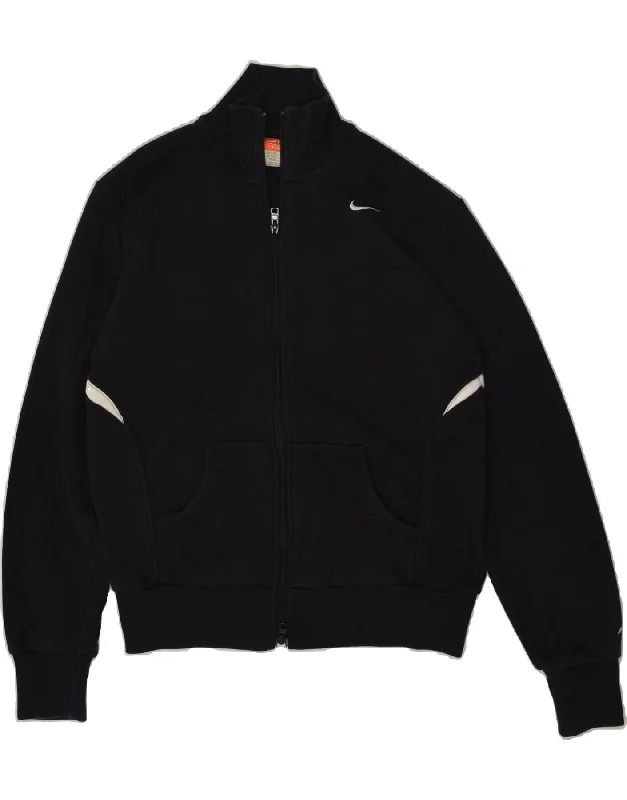 NIKE Womens Tracksuit Top Jacket UK 16 Large Black Cotton Front Pockets Side Pockets Patch Pockets NIKE Womens Tracksuit Top Jacket UK 16 Large Black Cotton Front Pockets Side Pockets Patch Pockets