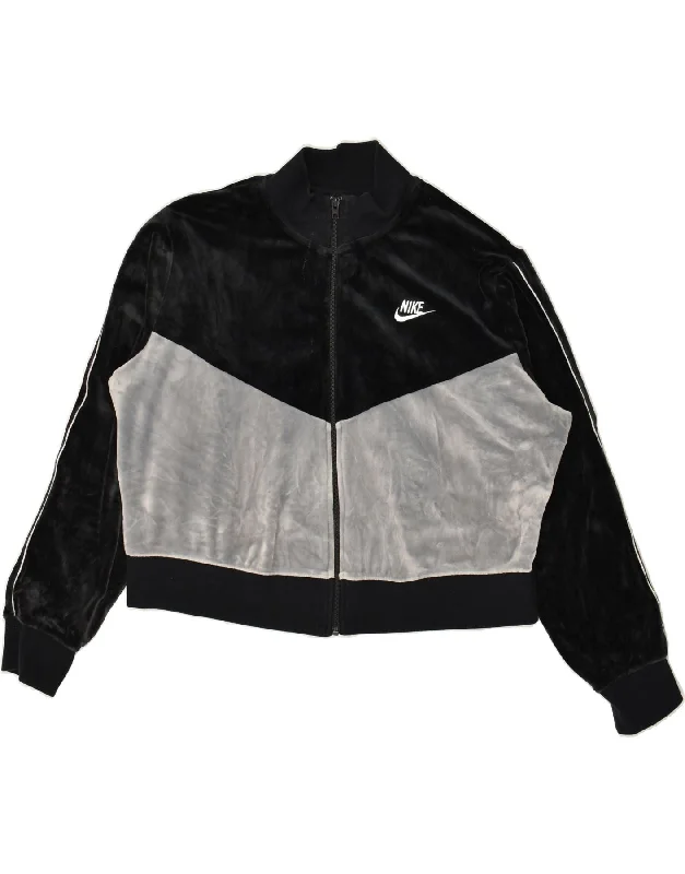 NIKE Womens Tracksuit Top Jacket UK 18 XL Black Colourblock Knit Fabric Woven Fabric Fleece Fabric NIKE Womens Tracksuit Top Jacket UK 18 XL Black Colourblock Knit Fabric Woven Fabric Fleece Fabric