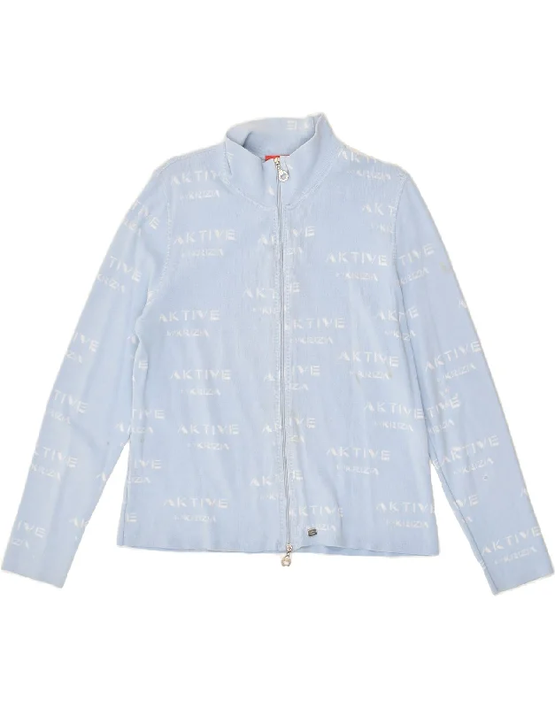 PERTE BY KRIZIA Womens Graphic Tracksuit Top Jacket UK 10 Small Blue Satin Fabric Silk Fabric Chiffon Fabric PERTE BY KRIZIA Womens Graphic Tracksuit Top Jacket UK 10 Small Blue Satin Fabric Silk Fabric Chiffon Fabric