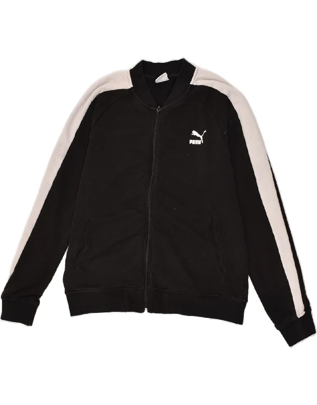 PUMA Womens Graphic Tracksuit Top Jacket UK 14 Large Black Cotton Embroidered Jacket Appliqued Jacket Beaded Jacket PUMA Womens Graphic Tracksuit Top Jacket UK 14 Large Black Cotton Embroidered Jacket Appliqued Jacket Beaded Jacket