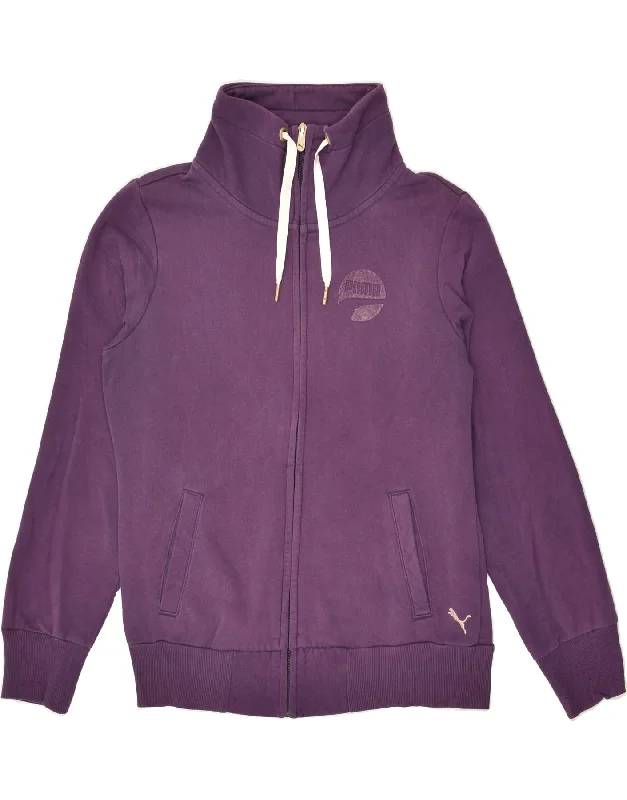 PUMA Womens Tracksuit Top Jacket UK 12 Medium Purple Cotton Zippered Front Buttoned Front Snap Front PUMA Womens Tracksuit Top Jacket UK 12 Medium Purple Cotton Zippered Front Buttoned Front Snap Front