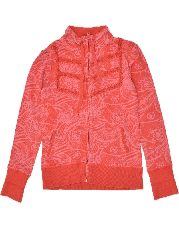 ROXY Womens Abstract Pattern Tracksuit Top Jacket UK 12 Medium Red Cotton Nylon Fabric Polyester Fabric Spandex Fabric ROXY Womens Abstract Pattern Tracksuit Top Jacket UK 12 Medium Red Cotton Nylon Fabric Polyester Fabric Spandex Fabric