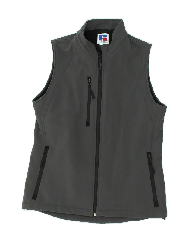 RUSSELL ATHLETIC Womens Sleeveless Tracksuit Top Jacket UK 12 Medium Grey Cotton Fabric Linen Fabric Terry Fabric RUSSELL ATHLETIC Womens Sleeveless Tracksuit Top Jacket UK 12 Medium Grey Cotton Fabric Linen Fabric Terry Fabric