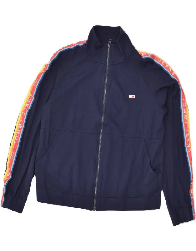 TOMMY HILFIGER Womens Graphic Tracksuit Top Jacket UK 14 Medium Navy Blue Striped Jacket Polka Dot Jacket Floral Jacket TOMMY HILFIGER Womens Graphic Tracksuit Top Jacket UK 14 Medium Navy Blue Striped Jacket Polka Dot Jacket Floral Jacket