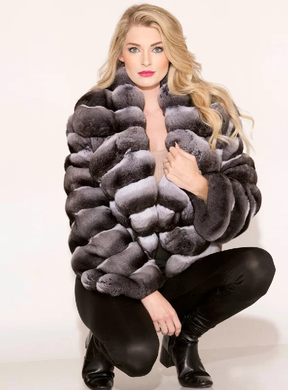 Chinchilla Fur Bolero Jacket with Notch Collar Satin Jacket Silk Jacket Chiffon Jacket Chinchilla Fur Bolero Jacket with Notch Collar Satin Jacket Silk Jacket Chiffon Jacket