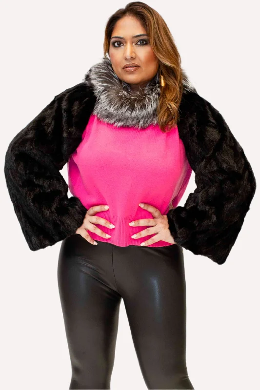 Just the Sleeve Mink Bolero Jacket with Bell Sleeves Hooded Jacket Caped Jacket Shawl Collar Jacket Just the Sleeve Mink Bolero Jacket with Bell Sleeves Hooded Jacket Caped Jacket Shawl Collar Jacket