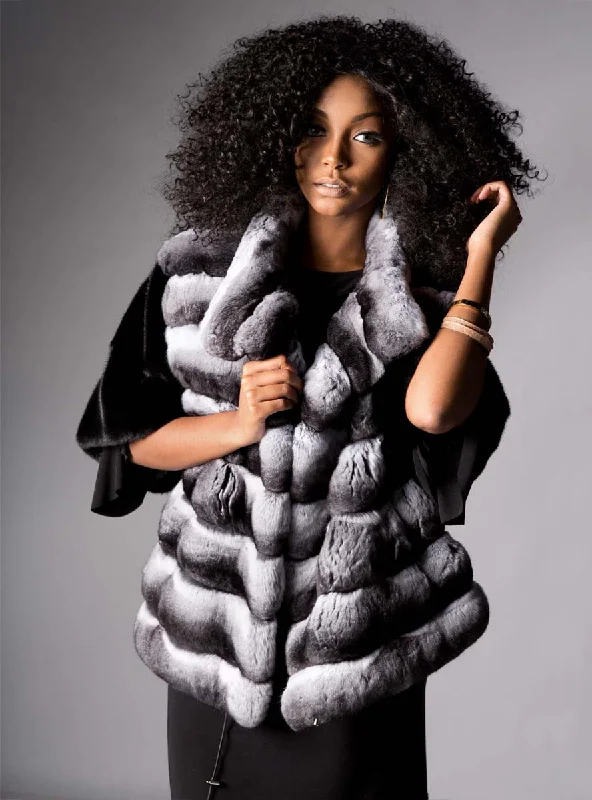 Chinchilla Fur Front with Mink Fur Back Bolero Jacket Embroidered Jacket Appliqued Jacket Beaded Jacket Chinchilla Fur Front with Mink Fur Back Bolero Jacket Embroidered Jacket Appliqued Jacket Beaded Jacket