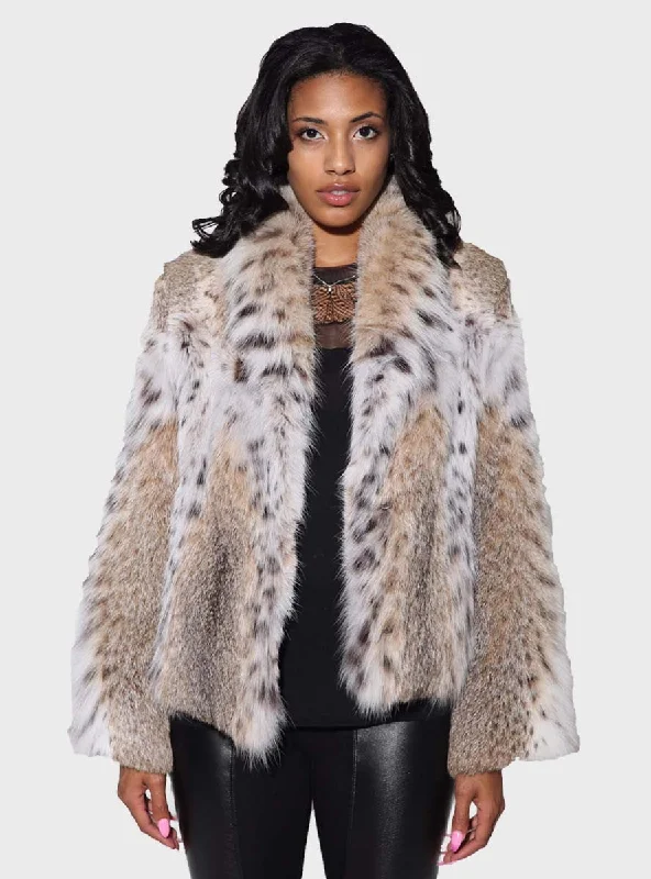 Natural Bobcat Fur Bolero Jacket with Shawl Collar Lace Jacket Ribbed Jacket Sequined Jacket Natural Bobcat Fur Bolero Jacket with Shawl Collar Lace Jacket Ribbed Jacket Sequined Jacket