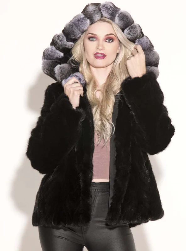 Ranch Sectioned Mink Fur Jacket with Chinchilla Fur Trim Hood Chenille Jacket Brocade Jacket Lace Jacket Ranch Sectioned Mink Fur Jacket with Chinchilla Fur Trim Hood Chenille Jacket Brocade Jacket Lace Jacket