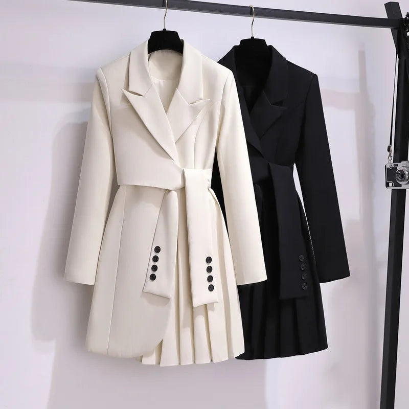 ARWEN&AJH GROUP Long Coat Black Blazers 2024 Spring New Fashion Women Clothing Suit Skirt Jacket Belt Waist Slim Suit Women Blazer corduroy skirt comfortable