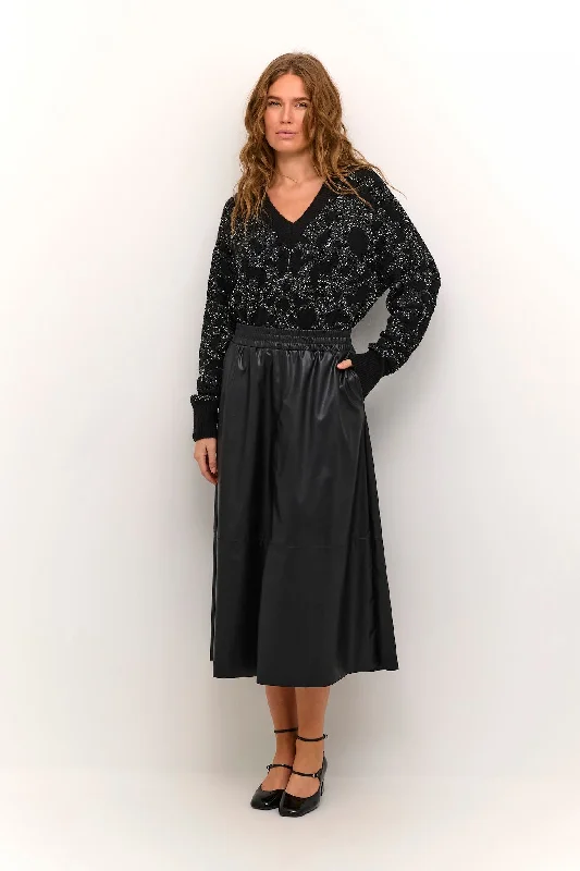 KAFFE MIKKA LONG SKIRT - BLACK DEEP chiffon skirt airy