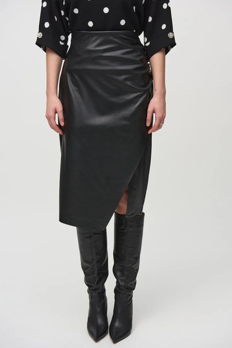 Leatherette Pull-On Pencil Skirt - Black velvet skirt plush