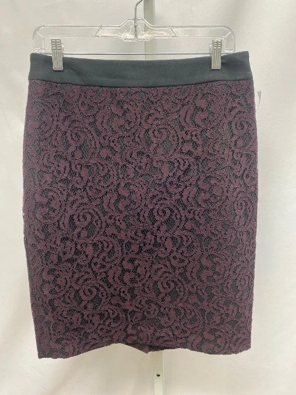 Size 8 LOFT Wine Skirt linen skirt breathable