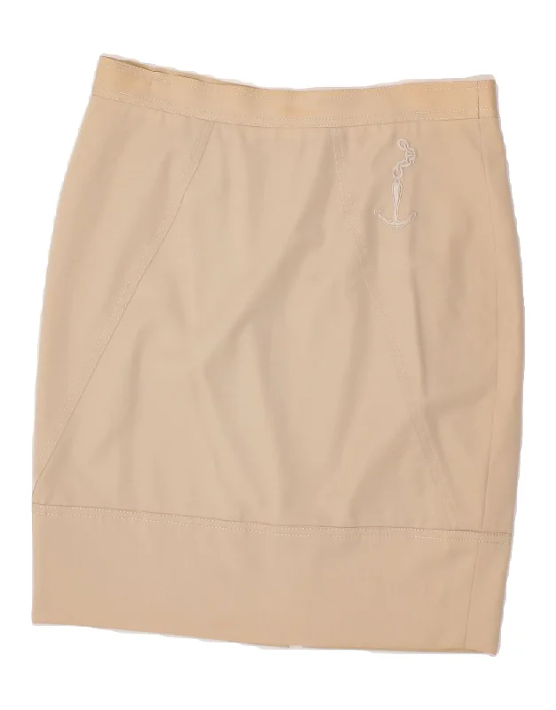 CERRUTI 1881 Womens Vintage Pencil Skirt IT 48 XL W34 Beige Virgin Wool ruffled skirt detail CERRUTI 1881 Womens Vintage Pencil Skirt IT 48 XL W34 Beige Virgin Wool ruffled skirt detail