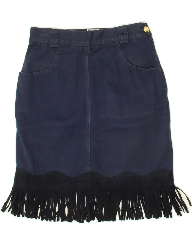 MOSSIMO Womens Straight Skirt IT 40 Small W24 L19 Navy Blue Colourblock denim skirt trendy MOSSIMO Womens Straight Skirt IT 40 Small W24 L19 Navy Blue Colourblock denim skirt trendy