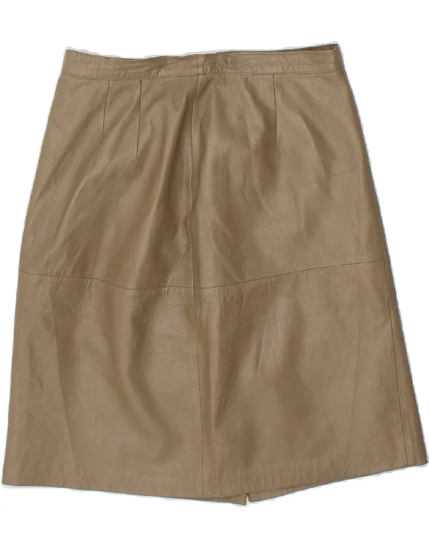 VINTAGE Womens High Waist Leather Skirt IT 48 XL W30  Beige lace skirt elegant