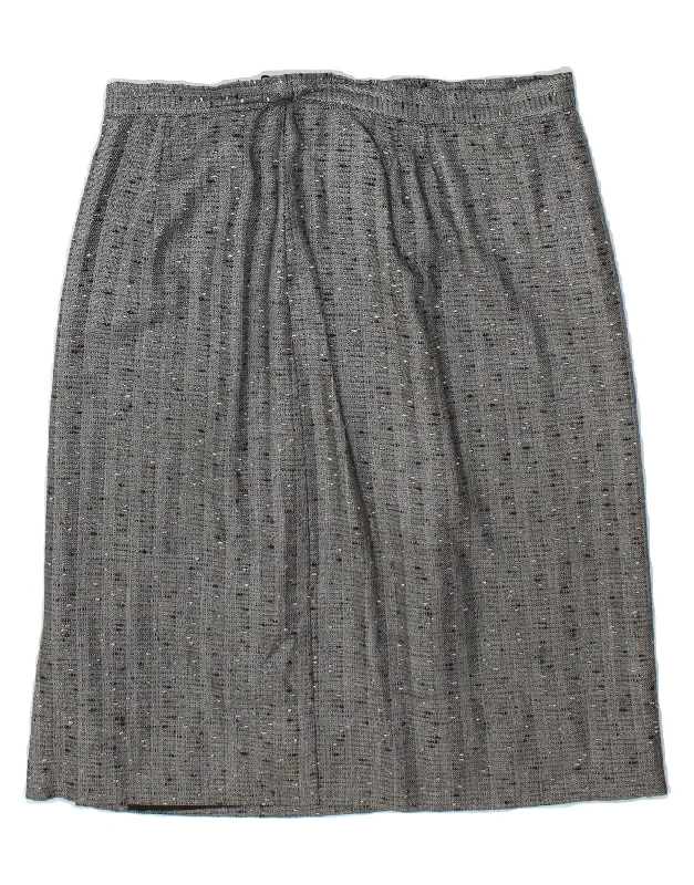VINTAGE Womens Straight Skirt W34 Large Grey Spotted denim skirt stylish